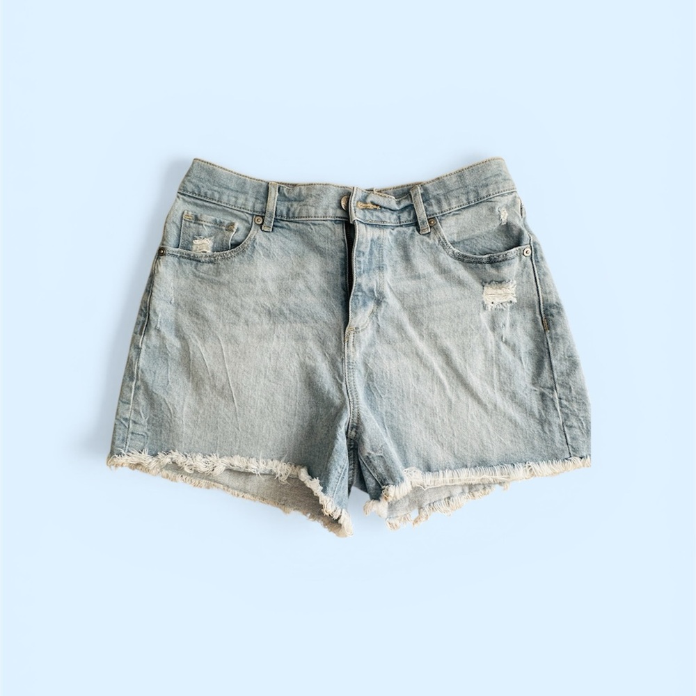 Loft Classic Light Wash Denim Shorts with Frayed Hem